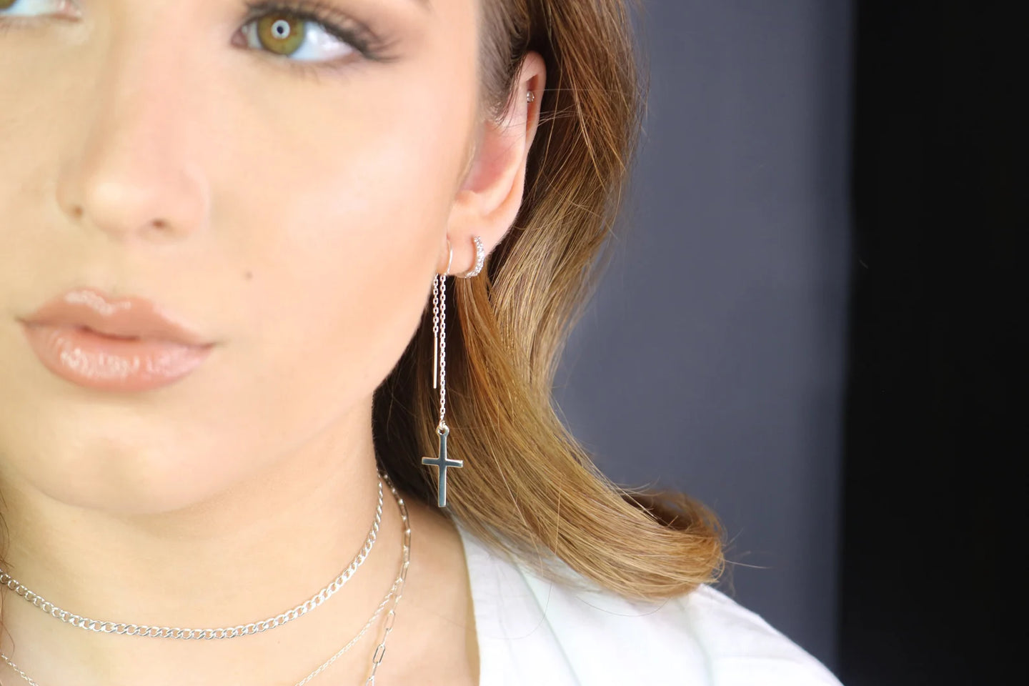 Cross Threader Earrings | Dainty Faith-Inspired Drop Earrings